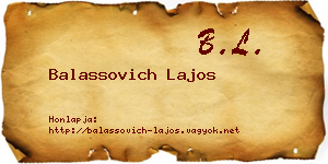 Balassovich Lajos névjegykártya